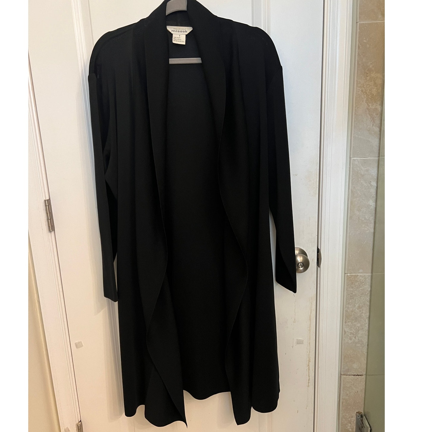 Exclusively Misook Black Knit Open Front Cardigan Duster Sweater S Quiet Luxury